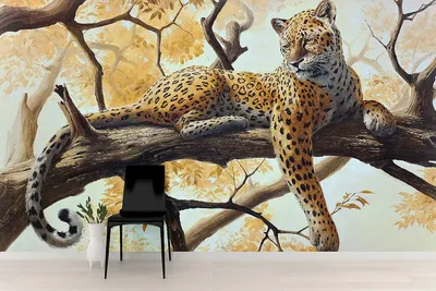 Фреска и фотообои Леопард на дереве (10571)