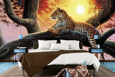 Фотообои Леопард умный взгляд купить на стену • Эко Обои