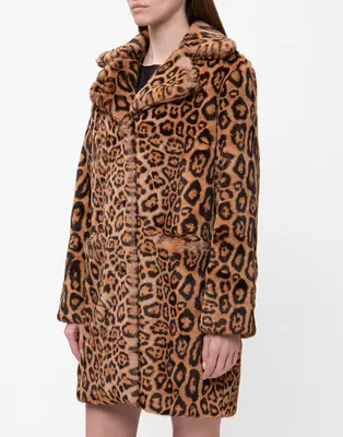 Леопардовая куртка (эко пух) - артикул B040536, цвет RATTAN-BLACK PRINTED -  купить по цене 7332 руб. в интернет-магазине Baon