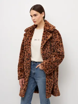 Леопардовая куртка (эко пух) - артикул B040527, цвет RATTAN-BLACK PRINTED -  купить по цене 0 руб. в интернет-магазине Baon