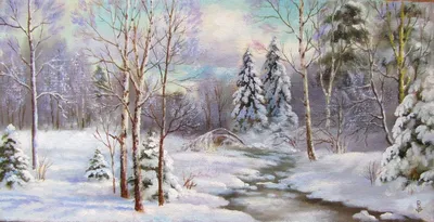 Раннее зимнее утро, лесной пейзаж с…» — создано в Шедевруме