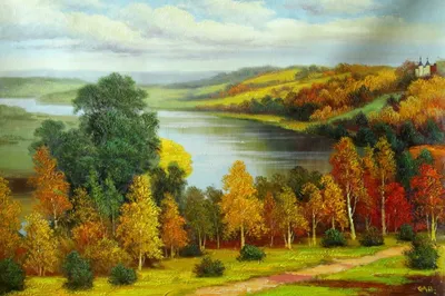 Картина маслом пейзаж В лесной глуши, лесная поляна
