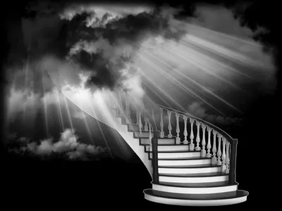 лестница на небеса. лестница к небу. абстрактная импрессионистская живопись  на жемчужных воротах. лестница в облаках. Иллюстрация штока - иллюстрации  насчитывающей масло, импрессионист: 269620118