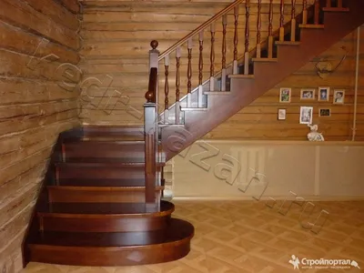 Деревянная лестница на второй этаж в частном доме, лестницы на 2 этаж из  дерева в загородном доме (прямые)