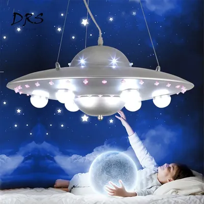 Красочная люстра в виде летающей тарелки в виде НЛО, Скандинавская  креативная Подвесная лампа для мальчиков и девочек для детской комнаты,  светильник для спальни, длинная Люстра для ресторана | AliExpress