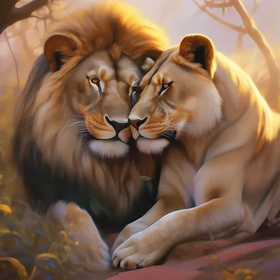 Лев и Львица Целуются» — создано в Шедевруме