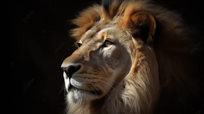 Портрет льва на черном фоне | Премиум Фото