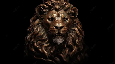 бронзовая голова льва на черном фоне, король картинки, король, графика фон  картинки и Фото для бесплатной загрузки