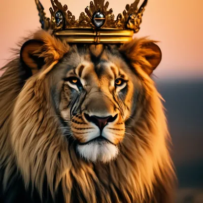 Величественный лев с золотой короной…» — создано в Шедевруме