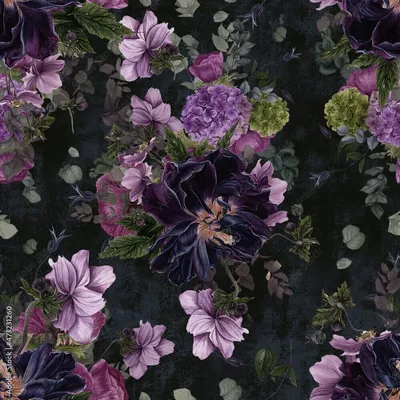Фотообои Яркие лиловые цветы на стену. Купить фотообои Яркие лиловые цветы  в интернет-магазине WallArt