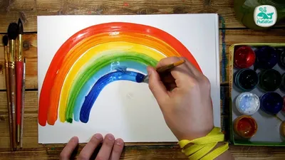 Как нарисовать РАДУГУ красками | Простые рисунки красками | Урок рисования  для детей - YouTube