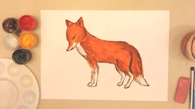 Картинка лисы детский рисунок» — создано в Шедевруме