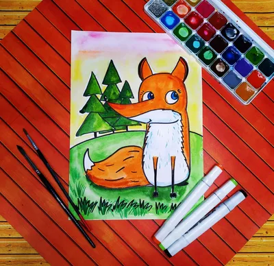 Фото Рисунок лисы с открытой пастью
