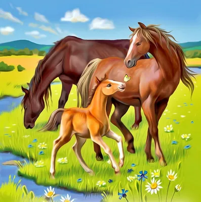 Лошадь с жеребенком