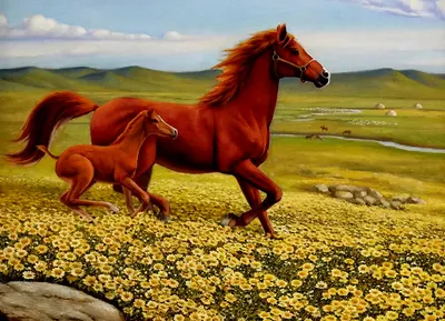 Статуэтка \"Лошадь с жеребёнком\" арт. 103 - купить в Москве - низкие цены