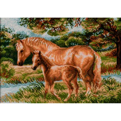 Предпросмотр схемы вышивки «Лошадь и жеребенок» (№70618) - Вышивка крестом