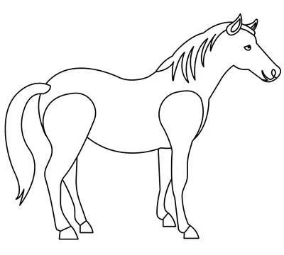 Большая лошадь — раскраска для детей. Распечатать бесплатно.