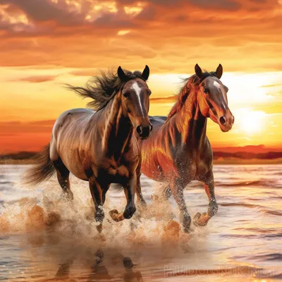 Фотография лошади на берегу океана