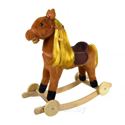 Детская игрушка-лошадка-качалка. Нарисованная от руки акварельная  иллюстрация верховой езды на пони для маленького мальчика. Забавное  животное для детской игры в винтажном стиле. Ретро-рисунок на изолированном  фоне для детского праздника - Ozero -