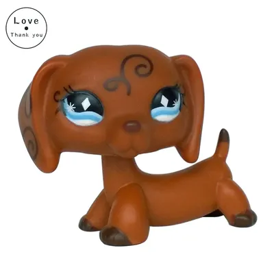 lps cat pet shop toys dog #640 Dachshund Animals Swirl Blue Diamond Eyes  Brown sausage dog - AliExpress
