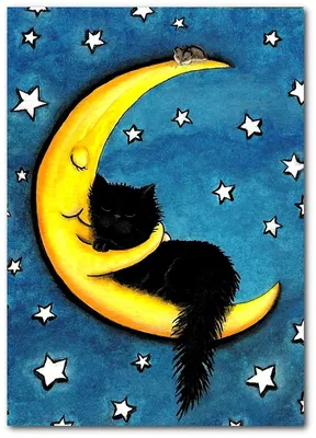 Красивый лунный кот,на лбу луна …» — создано в Шедевруме
