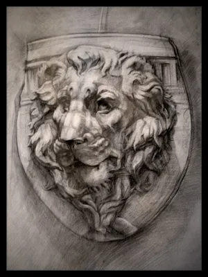 Рука с головой льва, нарисованная карандашом | Премиум Фото