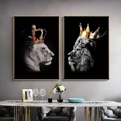 Картина интерьерная на холсте 80х120 см. Лев и львица - купить по низкой  цене в интернет-магазине OZON (1034542841)