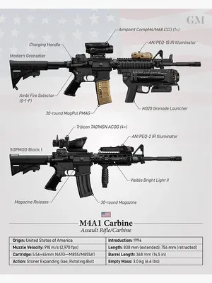 US Army M4A1 tactical carbine with M203 grenade louncher. Isolated on a  white background Stock Photo - Alamy