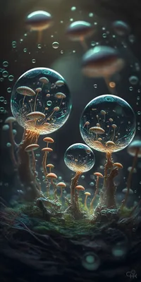 Фотообои с грибочками от Midjourney - для смартфонов | Пикабу
