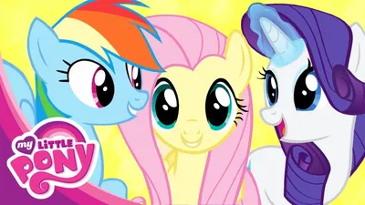 Обои на рабочий стол Главные персонажи мультсериала «Мой маленький пони:  Дружба - это чудо / My Little Pony: Friendship is Magic / MLP:FiM»:  Эпплджек / Applejack, Флаттершай / Fluttershy, Рарити / Rarity,