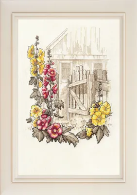 Мальвы и другие цветы в вазе HUJA8, Хейсум Ян ван - печатаные картины,  репродукции на холсте на UkrainArt