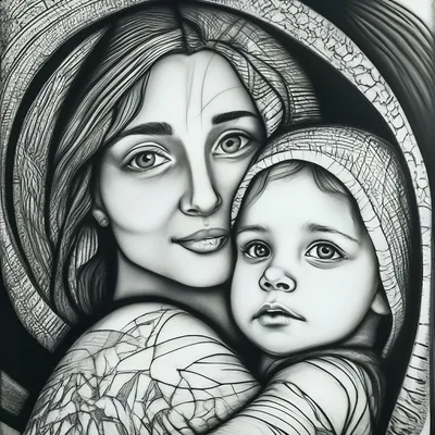 Рисунок мама и малыш - 86 фото