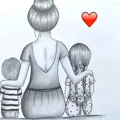 Рисунки мамы и малыша для срисовки (70 фото)