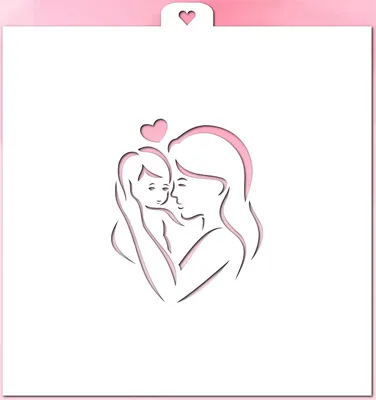 Трафарет «Мама с ребенком и сердцем» -: формы для пряников, трафареты,  скалки с узором Lubimova.com