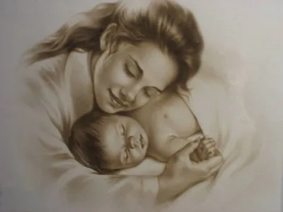 Оригинал схемы вышивки «Мама с ребёнком» (№203373) - Вышивка крестом