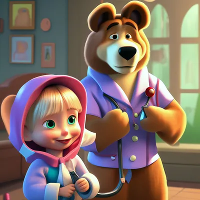 Раскраска Давай лечиться! | Раскраски из мультфильма Маша и Медведь