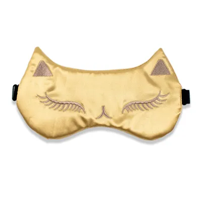 Шелковая маска для сна с вышивкой \"Кошка\" золотая – купить в Москве по цене  1590 руб