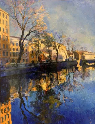 Картина маслом - Река | живопись на холсте современного художника купить в  Санкт-Петербурге