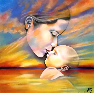 Люди, парочки, ангелы - Алмазная картина (мозаика) \" Мать и дитя\"  30*30/40*40 см