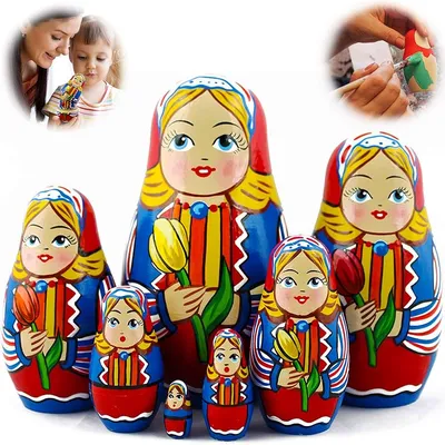 Matreshka 5 Nesting Doll, Beaded, Hand Carved, Pink - at Holy Trinity Store