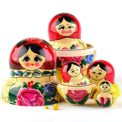 Amazon.com: AEVVV Matryoshka Nesting Dolls Set of 7 pcs - Russian Doll in  Green Head Scarf and Sarafan with Pink Rose Decorations - Hand Painted  Russian Nesting Dolls - Cute Apartment Decor :
