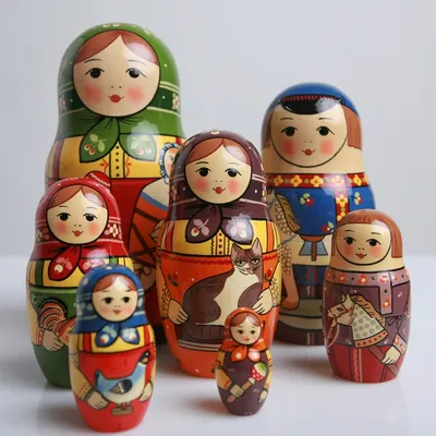 Traditional Matryoshka. Russian Dolls Black Gold. Large Nesting Dolls