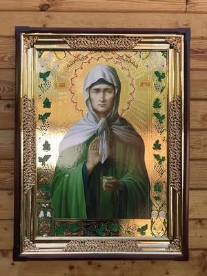 Матрона Московская, икона резная на деревянной доске из дуба