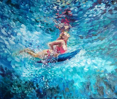 Картина «Голубая мечта» (маслом на холсте) | сёрфинг на океане