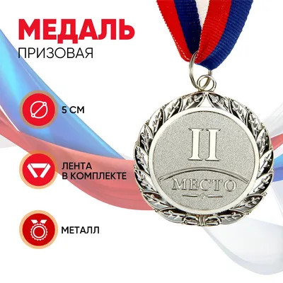 Медаль спортивная призовая \"2 место\", серебро купить по выгодной цене в  интернет-магазине OZON (363950335)