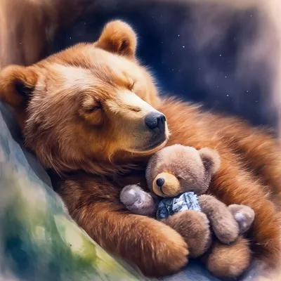 Бурый медведь спит» — создано в Шедевруме