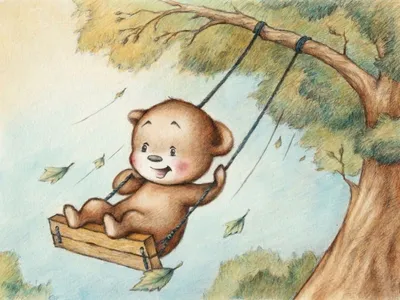 Картина на холсте Медвежонок на самокате, 40х40 см - купить в  интернет-магазине Домовой