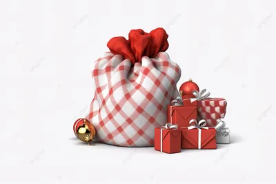 красный рождественский мешок с подарками и украшениями Png клипарт, 3д,  Png, полный фон картинки и Фото для бесплатной загрузки