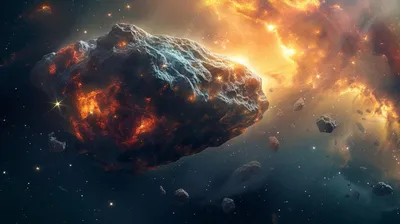 горящий метеорит в вселенной, элементе этого изображения поставленном мимо  Стоковое Фото - изображение насчитывающей метеорит, космос: 95941512