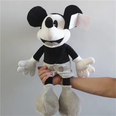 Классическая плюшевая кукла Микки Маус из Диснея, 45 см, черная, белая, в  стиле ретро, мягкая плюшевая игрушка-подушка для девочек | AliExpress